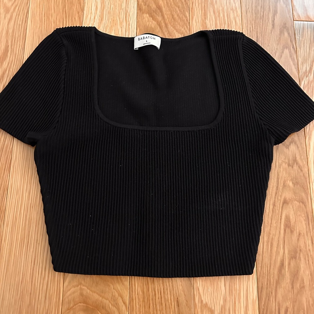 Aritzia black square neck top